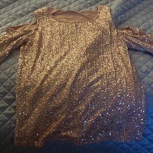 INC International Concepts Sparkling Sequin Top - Rose Gold